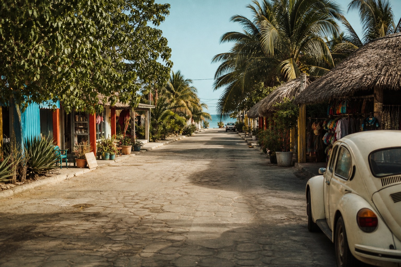 A warm tropical road and local texture